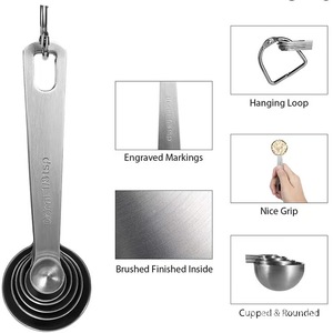 Juego de 6 Cucharas Medidoras Harmony de Acero Inoxidable 430 con Cabeza Redonda y Escala - Para Leche en Polvo, Café y Condimentos de Cocina - Product Image 5