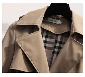 Manteau OUDINA Tendance Nouveau Ceinturé Croisé Rétro <span class=keywords><strong>Mi</strong></span>-<span class=keywords><strong>Long</strong></span> Uni Élégant Simple Décontracté <span class=keywords><strong>Femme</strong></span> - Product Image 3