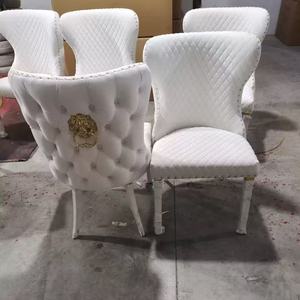 New Unique Button Tufted <strong>Velvet</strong> Fabric Lion Knocker Modern Design Stainless Steel Legs <strong>Dining</strong> Room <strong>Sets</strong> <strong>of</strong> <strong>6</strong> <strong>Dining</strong> <strong>Chairs</strong> - Product Image 1