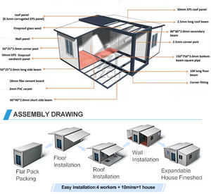 Waterdichte Mobiele Uitbreidbare Container Huis Opvouwbare Site Kantoorcontainer Met Ac & Ramen - Product Image 5