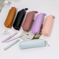 Étui à crayons en cuir PU YY, organisateur de bureau moderne et tendance avec fermeture éclair, 17x4.5x6cm, logo personnalisé pour le bureau et l'école