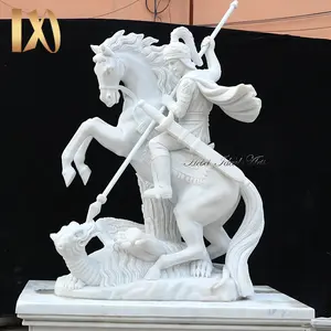 Arti ideali grandi sculture in pietra vendita statua in marmo di pietra del guerriero di ipad a cavallo