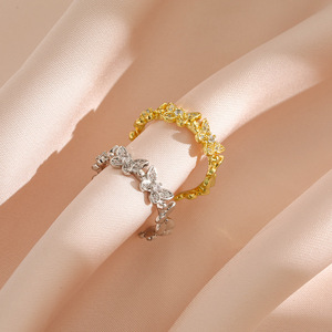 Vente en gros de bagues ouvertes en or 14 carats avec micro-incrustation de moissanite VVS GRA, bijoux en moissanite, ajustables pour femme - Product Image 3