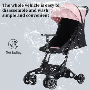 Poussette rose qui dégage une douceur, se plie d'une seule main, conduite stable avec absorption des chocs, rendant la promenade avec votre enfant une promenade douce. - Product Image 2