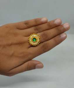 Exquisite Round Green <b>Crystal</b> <b>Ring</b> Gold Plated Layered Halo Cubic Zirconia Statement <b>Ring</b> Ethnic Fashion Jewelry Wholesale - Product Image 2