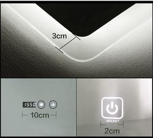 Espejo de Baño de Pared con Luz LED, Sensor Táctil Inteligente y Decoración Retroiluminada con Calefactor Antivaho - Product Image 3