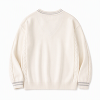 Pull en maille col V pour homme avec logo personnalisé OEM, poignets côtelés torsadés, automne-hiver, vêtements personnalisés, directement de l'usine, 100 % coton