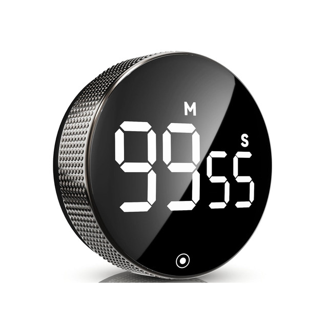 Large LED Display Rotatable Countdown Magnetic Cooking Timer Round Black Digital Kitchen Timer