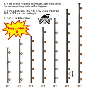 Séparateur de pièce autoportant moderne de 4-10 pieds de haut 28-144 pouces de large <span class=keywords><strong>tringle</strong></span> à rideau cloison du sol au <span class=keywords><strong>plafond</strong></span> <span class=keywords><strong>sans</strong></span> perçage - Product Image 4