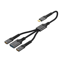 Adaptador Hub Tipo-C 3 en 1, Divisor con Puertos USB+Tipo-C, Transferencia de Datos OTG, PD 60W, Conductor de Cobre Puro Trenzado Metálico para Laptops