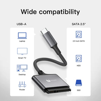 Kabel Konverter USB C ke SATA USB3.0 ke 2.5'' SATA Hard Driver Adapter Cangkang Aluminium Konverter Eksternal untuk SSD HDD