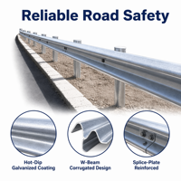 Proveedor de Barreras de Seguridad para Carreteras, Buen Precio, Barreras de Acero con Vigas en W y Galvanizadas, Fábrica de Barreras de Seguridad de China