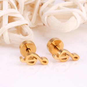 Pendientes de Acero Inoxidable con Forma de Nota Musical, Joyería de Moda al por Mayor para Mujer - Product Image 1