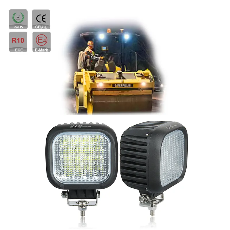 CE RoHS flood or spot beam tractor excavator wheel loader mining heavy duty 48w led work light 5inch square work light
