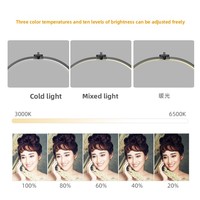 Lampe de sol LED demi-lune en U de 28 pouces, 32W, lumière d'appoint pour la protection des yeux, idéale pour le nail art, les extensions de cils et les salons de tatouage des sourcils