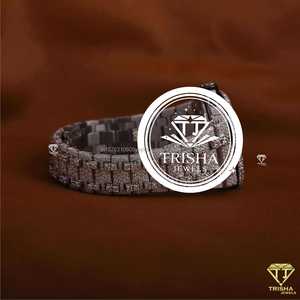 Direct Factory Supply New Luxury <b>Red</b> Dial VVS Moissanite Diamond Wrist Watch with Original Bust Down Bezel Style At Best Price - Product Image 5