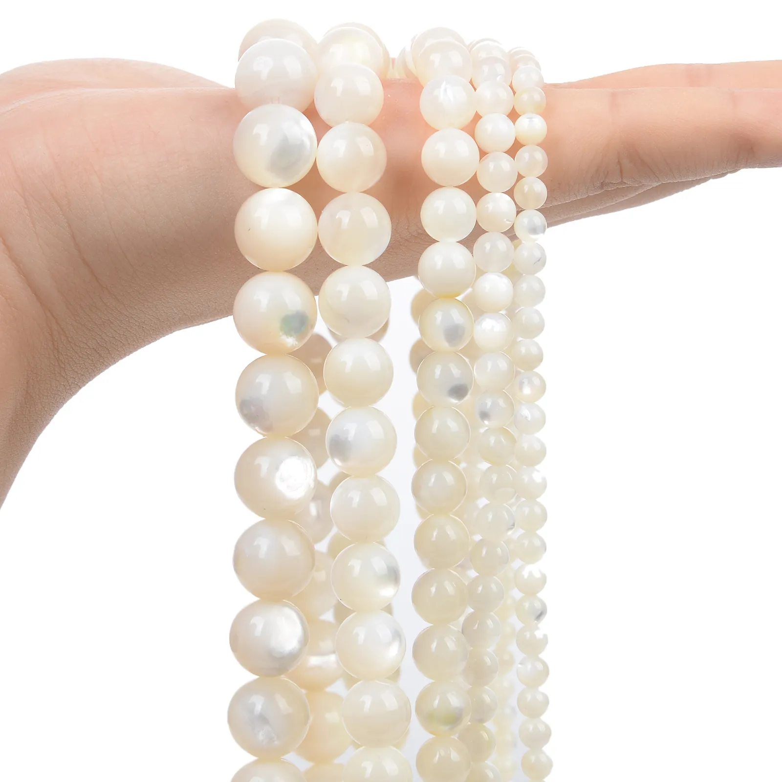 Wholesale 4-12mm Pearls For Jewelry Making Natural Sea Shell White Mother Of Pearl Loose Spacer Beads