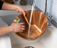 Ensemble de saladiers en bois, ensemble de 3 saladiers - Ensemble de saladiers à design ondulé pour servir, accessoire de table en bois naturel