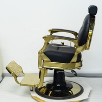 Chaise de barbier en cuir de salon 360 pivotant réglable Style européen Design de luxe moderne noir et or Barber Shop