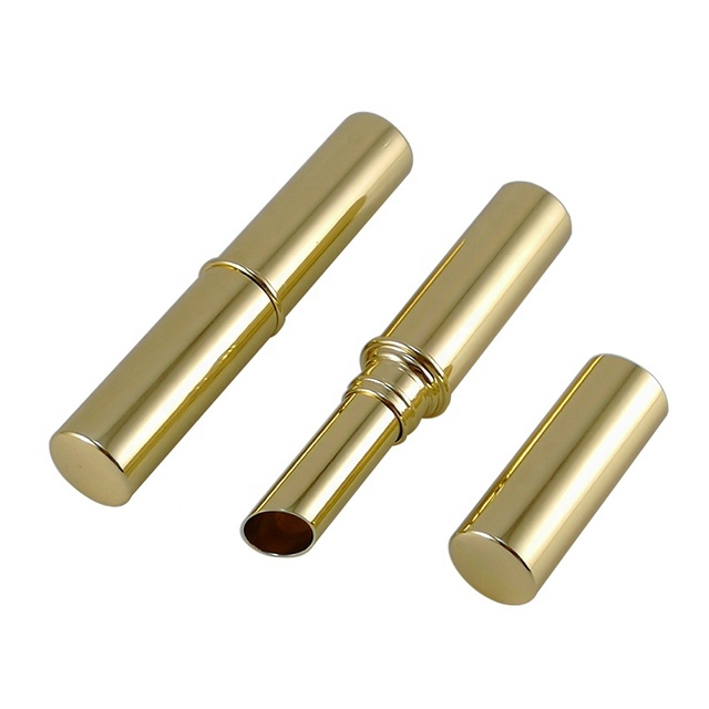 Designer Push Mini Gold Aluminum Slim Lipstick Container Case Packaging Lip Balm Empty Tube