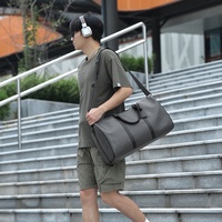 Sac de voyage sport en nylon tissé à carreaux grande capacité 36-55L résistant à l'eau avec fermeture à cordon, sac de rangement portable pour bagages et sac de sport
