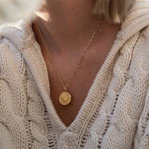 Collares de Plata de Ley <span class=keywords><strong>925</strong></span> en Oferta, Collares con Colgante Redondo de Sol y Luna, Collares de Clavícula para Mujeres y Niñas - Product Image 2