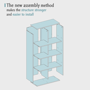 Scaffale Industriale a 8 Cubi, <span class=keywords><strong>Libreria</strong></span> in Legno a 4 Ripiani, Mobile <span class=keywords><strong>TV</strong></span> Moderno da Terra per Casa e Ufficio, Bianco Caldo - Product Image 2