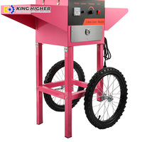 Machine à Barbapapa Électrique Commerciale avec Chariot et Roues pour Usage Professionnel Extérieur, Producteur de Barbe à Papa Portable, Chariot de Vendeur