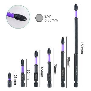 6-Piece Set Purple Anti-Slip Impact Phillips Screwdriver Bits High Hardness Including <b>Magnetic</b> <b>Drill</b> Bits - Product Image 3