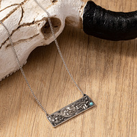 Antique argent Western Cowboy pendentif collier été hiver Vintage Turquoise pierre sculptée fleur à la mode bijoux cadeau bouddhisme