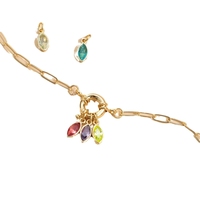 Colgante de Piedra de Nacimiento con Certificación CE, Chapado en Oro de 18K, Collar de Cobre, Accesorios DIY, Zirconia Ovalada de Colores