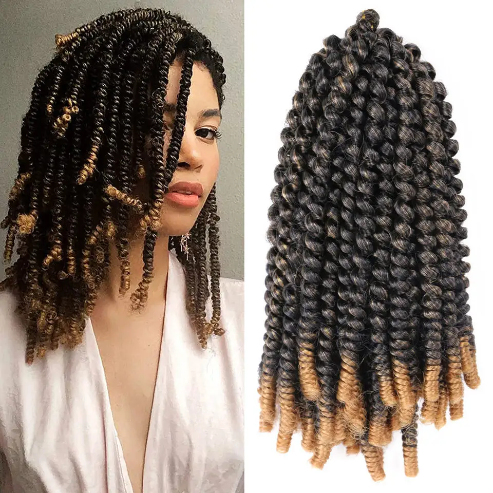 Hot sell pre twisted ombre color spring twists crochet braid hair spring twist hair