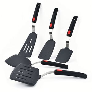 Ensemble de 5 spatules de cuisine personnalisées en silicone et acier inoxydable, antiadhésives et résistantes à la chaleur, pour Teppanyaki et pâtisserie - Product Image 1