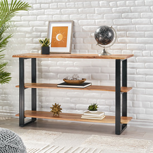 Modern Eco-Friendly Durable Easy Clean Accent Painted Solid Wood <b>Console</b> <b>Table</b> 3 Shelves Living Room Villa Hotel - Product Image 2