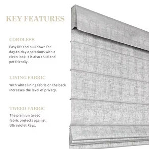 ม่านม้วนแบบไร้สาย SAMADHI OEM สไตล์โมเดิร์น ผ้าทอลายคุณภาพสูง กันแสงอย่างดี สำหรับหน้าต่างแบบฝรั่งเศส - Product Image 3