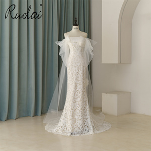 Ruolai QW01651 <span class=keywords><strong>droite</strong></span> à travers le décolleté à lacets dos Tulle Watteau Train hors épaule chapelle Train <span class=keywords><strong>dentelle</strong></span> <span class=keywords><strong>robe</strong></span> <span class=keywords><strong>de</strong></span> <span class=keywords><strong>mariée</strong></span> <span class=keywords><strong>de</strong></span> <span class=keywords><strong>mariée</strong></span> - Product Image 1