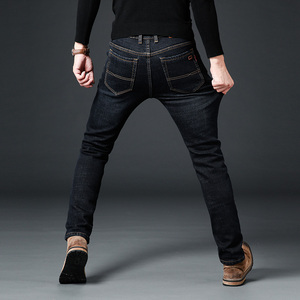 Mỹ Xu Hướng Cổ Điển Tối Fleece Jeans Thương Hiệu Quần Jean Quần Cho Nam Giới Căng Jeans Cộng Với Kích Thước - Product Image 5