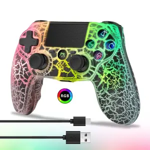 Wireless Controller Compatible With PS4 /PS4 Slim Pro Console, Gaming Remote With Advanced Buttons Programming RGB Led Breathing