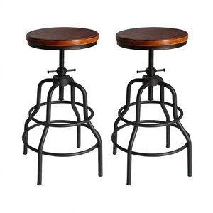 Tabouret de bar moderne en métal et bois, design industriel rustique, écologique, durable, stable, pour usage commercial, hôtel, bar - Product Image 3