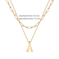 Cadena de doble capa de lujo ligera personalizada Clip personalizado 26 letras collar de nombre de letra de acero inoxidable para mujer