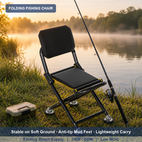 Chaise de pêche pliante robuste 2026 avec pieds réglables et antidérapants pour camping et voyage