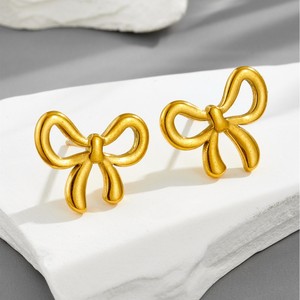 Juego de Joyas con Lazo TZ032 - <span class=keywords><strong>Collar</strong></span>, Pulsera y Pendientes de Botón a Juego en Acero Inoxidable Chapado en Oro, Elegante Regalo para Ella - Product Image 4