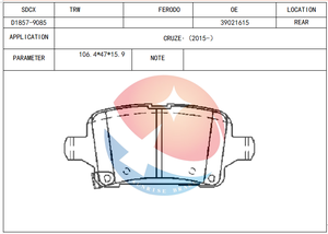 Pastillas de Freno SDCX CX069 0986AB9458 GDB7965 D1857 SP1929 PN0712 D20176MH 95526568 42787643 para CHEVROLET Bolt Cruze <span class=keywords><strong>Volt</strong></span> <span class=keywords><strong>OPEL</strong></span> <span class=keywords><strong>Ampera</strong></span> - Product Image 3