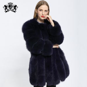 Veste en fourrure à col en O pour femmes, design classique, manteau d'hiver court et chaud, manteaux en fourrure de renard véritable pour femmes - Product Image 4
