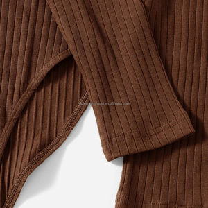 Женский трикотажный боди с длинным рукавом, круглым вырезом и ребристой текстурой, повседневный стиль - Product Image 5