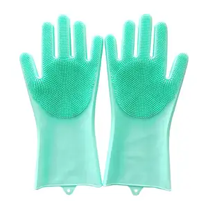 Factory Outlet Magia Silicone Limpeza Escova Scrubber resistente ao calor Ótimo para lavar louça Luvas Com Escova