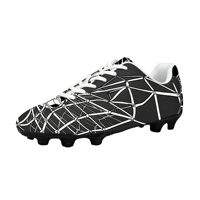 Chaussures de football personnalisées à motif géométrique noir et blanc, crampons pour terrain ferme, chaussures de sport d'entraînement en salle pour hommes