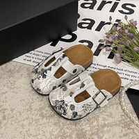 Pantoufles résistantes de style chinois traditionnel, demi-pantoufles enveloppantes à motif floral vintage, style plage coréen, pour l'automne et le printemps