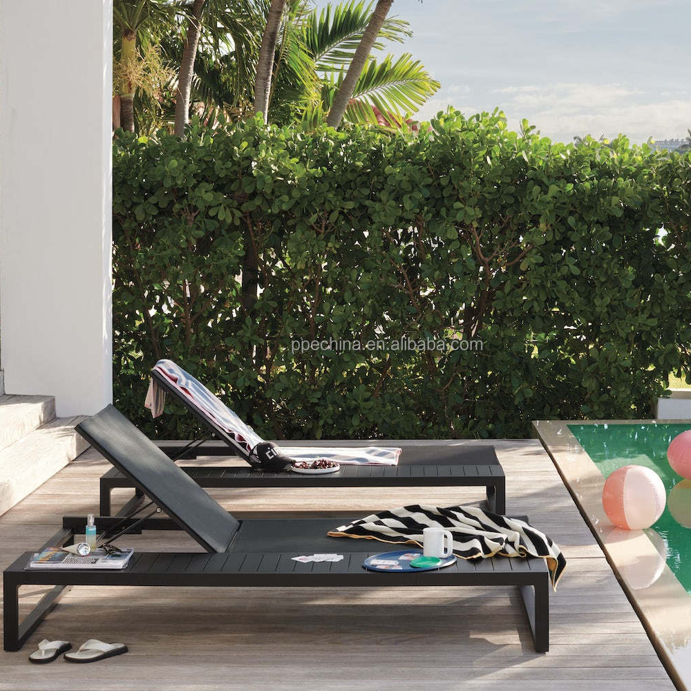 Hot Sale Luxury Modern Design Lounger Aluminum Portable Chaise Lounge Beach Outdoor Sun Lounger