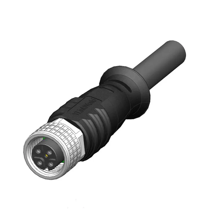 Power connector M12 A code watertight IP67 2/3/4/5Pin male female Straight Plug m12 sensor connector